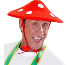 Cappello in feltro a forma di fungo rosso