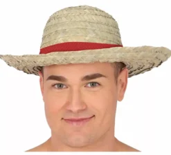 Cappello in paglia con nastro rosso per adulto