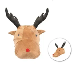 Cappello in peluche di renna con corna