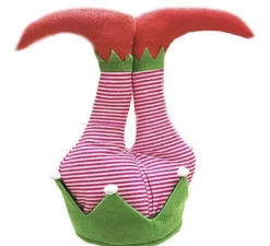 Cappello in schiuma con gambe da elfo aiutante di Babbo Natale da 46 cm