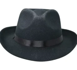 Cappello in tessuto nero ganster