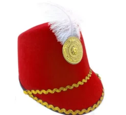 Cappello Majorette rosso con piuma per bambini