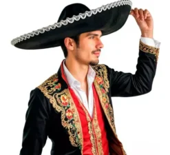 Cappello Mariachi nero con finiture grigie