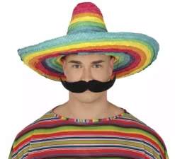 Cappello messicano da adulto in paglia multicolore da 50 cm