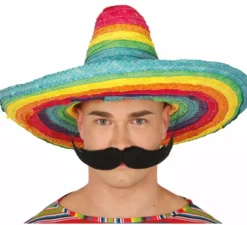 Cappello messicano da adulto in paglia multicolore da 50 cm