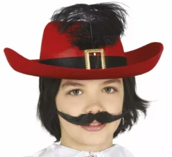 Cappello Moschettiere in Feltro Rosso per Bambini