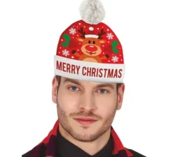 Cappello natalizio con renna Merry Christmas con effetto lana