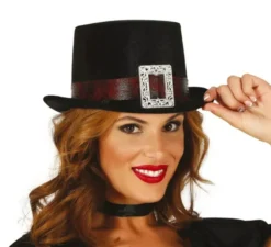 Cappello nero con nastro marrone