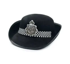 Cappello nero della polizia con distintivo in feltro