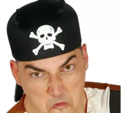 Cappello o bandana da pirata nero di tela