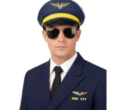Cappello pilota blu e oro