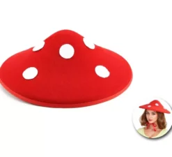 Cappello rosso a forma di fungo con pois per adulto