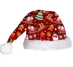Cappello rosso con figure di Natale
