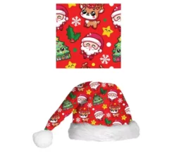 Cappello rosso natalizio stampato per bambini