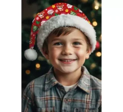 Cappello rosso natalizio stampato per bambini
