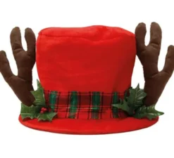 Cappello rosso renna con corna