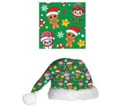 Cappello stampato natalizio verde per bambini