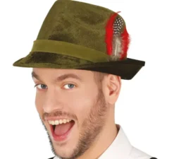 Cappello Tirolese con Piuma Rossa
