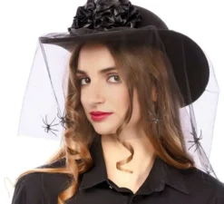 Cappello vedova nera rose e ragni 35x30x9 cm