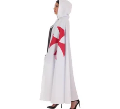 Cappotto templare bianco con croce per adulti