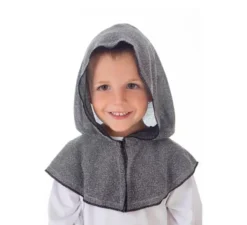 Cappuccio da cavaliere medievale grigio per ragazzi