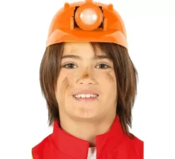 Casco da operaio arancione con luce per bambino
