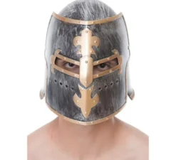 Casco da templare argentato e oro