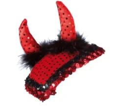 Casco o cappello da diavolo con paillettes e marabù