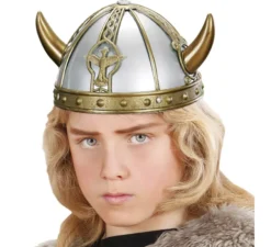 Casco vichingo o gallico in plastica dura dorata