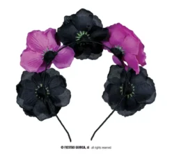 Cerchietto Catrina Fiori neri e viola