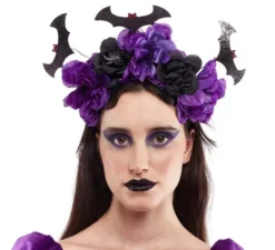 Cerchietto Catrina viola con pipistrelli