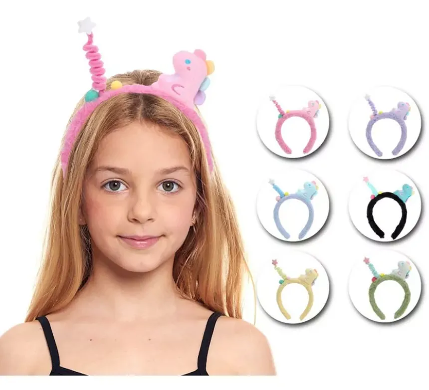 Cerchietto con dinosauro imbottito in colori assortiti per bambini