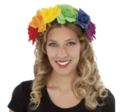 Cerchietto con fiori arcobaleno