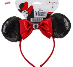 Cerchietto con orecchie di Minnie Mouse con fiocco con paillettes per bambini