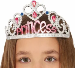 Cerchietto da principessa argento e rosa