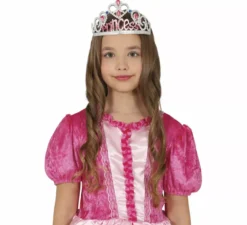 Cerchietto da principessa argento e rosa