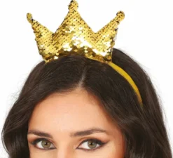 Cerchietto da principessa con paillettes dorate per adulto