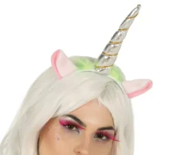 Cerchietto di unicorno con corno e orecchie argentati