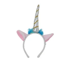 Cerchietto di unicorno con corno e orecchie argentati