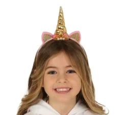 Cerchietto di unicorno con corno e orecchie dorate