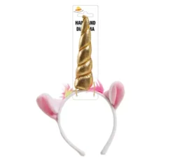 Cerchietto di unicorno con corno e orecchie dorate
