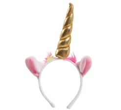 Cerchietto di unicorno con corno e orecchie dorate
