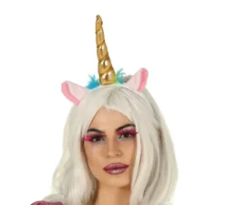Cerchietto di unicorno con corno e orecchie dorate