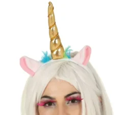 Cerchietto di unicorno con corno e orecchie dorate