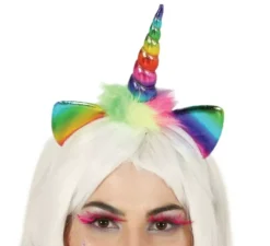 Cerchietto di Unicorno con corno e orecchie multicolori