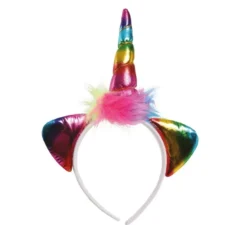 Cerchietto di Unicorno con corno e orecchie multicolori