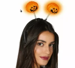 Cerchietto di zucca arancione con luce