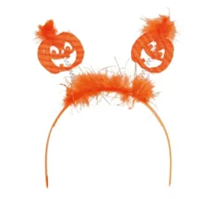 Cerchietto di zucca con marabou arancio