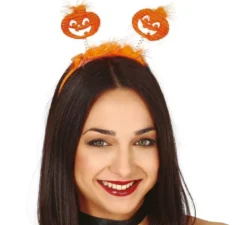 Cerchietto di zucca con marabou arancio