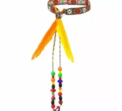Cerchietto hippie con perle e piume